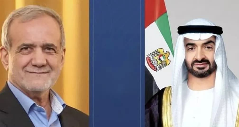 محمد بن زايد يبحث مع الرئيس الإيراني اتفاق وقف إطلاق النار